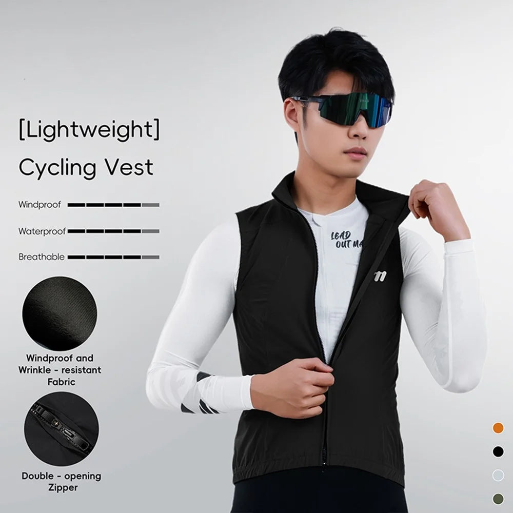 WEST BIKING YP0206179 Men Spring Summer Cycling Vest Windproof Sleeveless Jacket Road Bike Jersey - Black S - 2