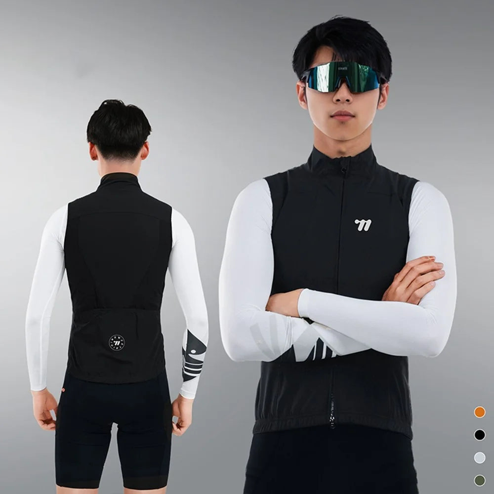 WEST BIKING YP0206179 Men Spring Summer Cycling Vest Windproof Sleeveless Jacket Road Bike Jersey - Black S - 3