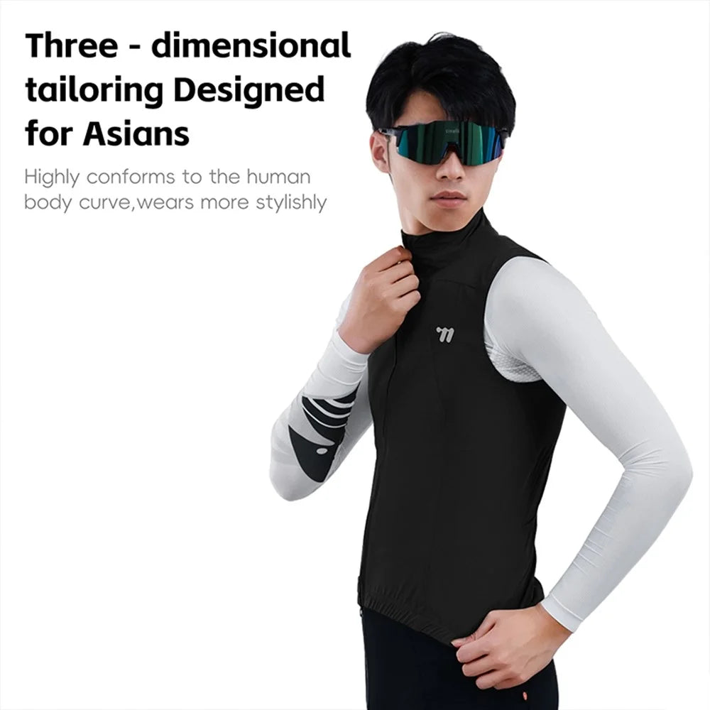 WEST BIKING YP0206179 Men Spring Summer Cycling Vest Windproof Sleeveless Jacket Road Bike Jersey - Black S - 4