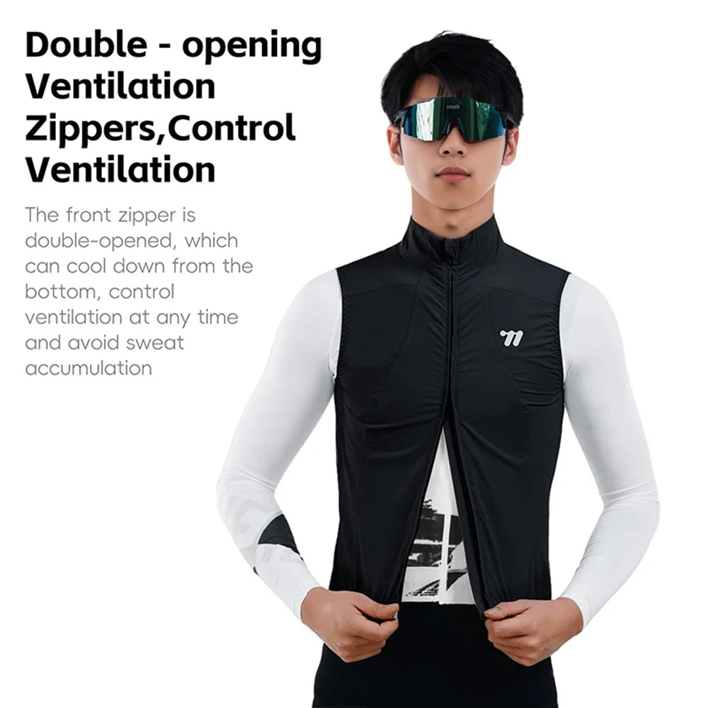 WEST BIKING YP0206179 Men Spring Summer Cycling Vest Windproof Sleeveless Jacket Road Bike Jersey - Black S - 5