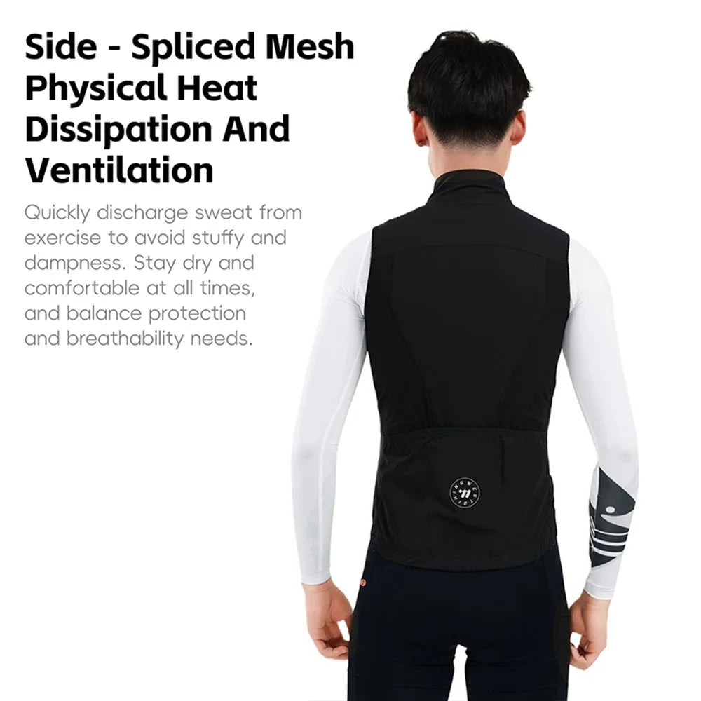WEST BIKING YP0206179 Men Spring Summer Cycling Vest Windproof Sleeveless Jacket Road Bike Jersey - Black S - 6