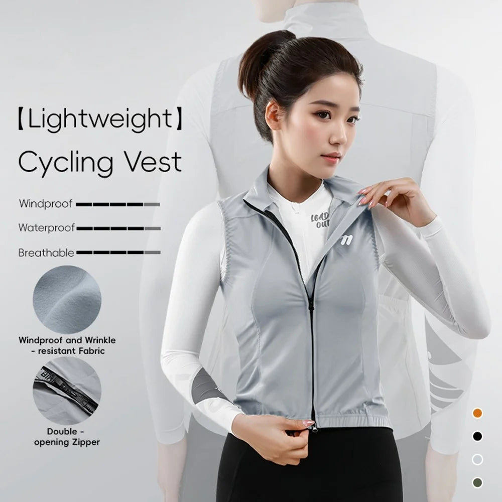 WEST BIKING YP0206179 Women Spring Summer Cycling Vest Windproof Sleeveless Jacket Road Bike Jersey - Grey S - 2