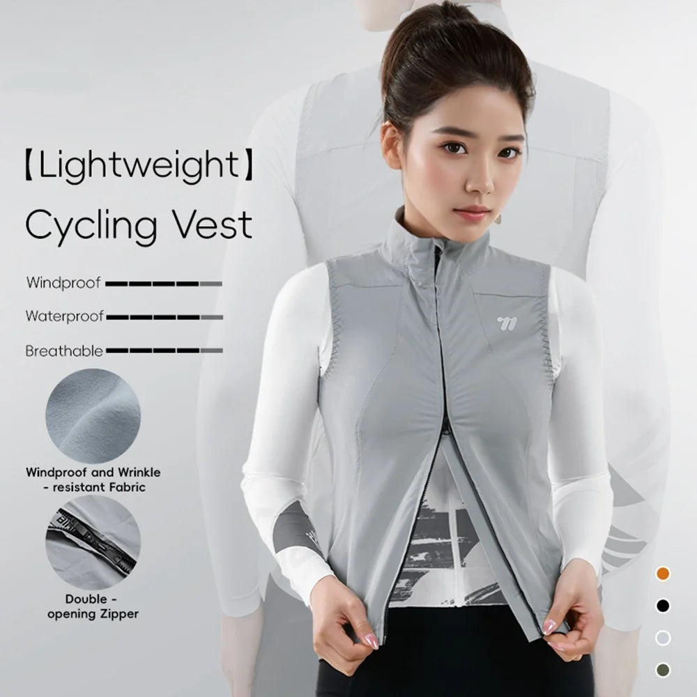 WEST BIKING YP0206179 Women Spring Summer Cycling Vest Windproof Sleeveless Jacket Road Bike Jersey - Grey S - 3