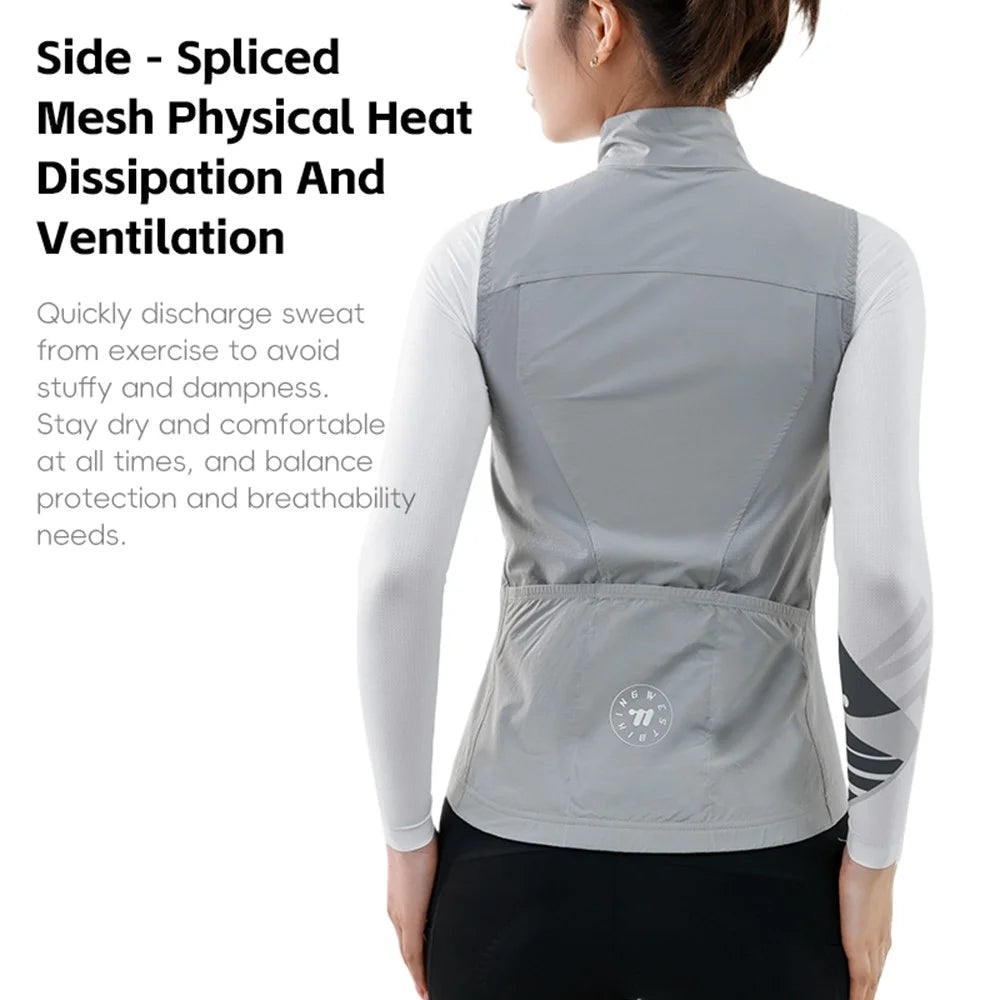 WEST BIKING YP0206179 Women Spring Summer Cycling Vest Windproof Sleeveless Jacket Road Bike Jersey - Grey S - 6