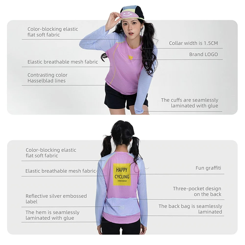 WEST BIKING YP0202342 Women Outdoor Quick Dry Cycling Jersey Long Sleeve Breathable Hiking Running Training Top, XS / S - Yellow / Green - 3