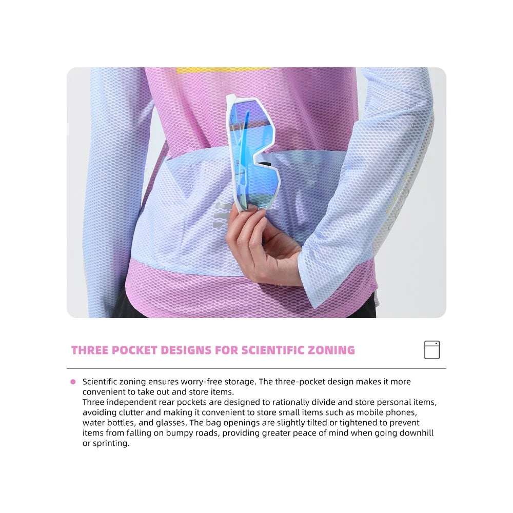 WEST BIKING YP0202342 Women Outdoor Quick Dry Cycling Jersey Long Sleeve Breathable Hiking Running Training Top, M / L - Pink / Blue - 5