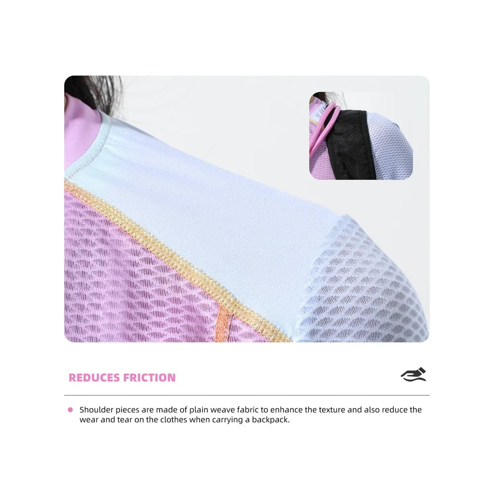 WEST BIKING YP0202342 Women Outdoor Quick Dry Cycling Jersey Long Sleeve Breathable Hiking Running Training Top, M / L - Pink / Blue - 7