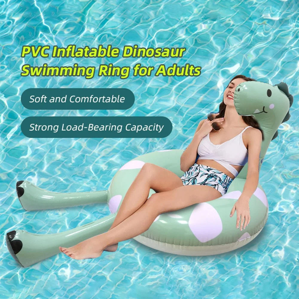 Dinosaur Design Inflatable Pool Float PVC Swimming Ring Rest Seat Adults Large Size Thick Swim Tube - 4