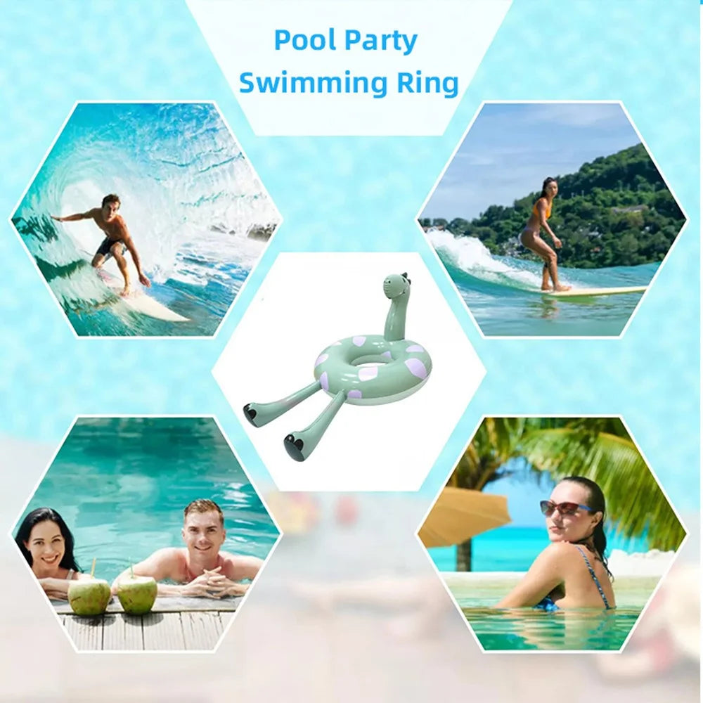 Dinosaur Design Inflatable Pool Float PVC Swimming Ring Rest Seat Adults Large Size Thick Swim Tube - 6