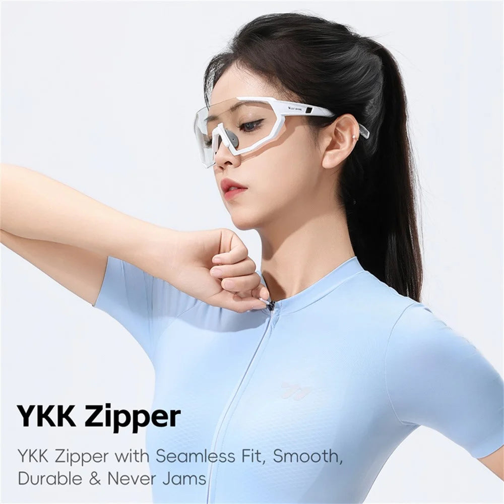 WEST BIKING YP0206184 For Women Breathable Summer Cycling Jersey UPF50+ Slim Fit Short Sleeve Bike T-Shirt - Blue / XS - 7
