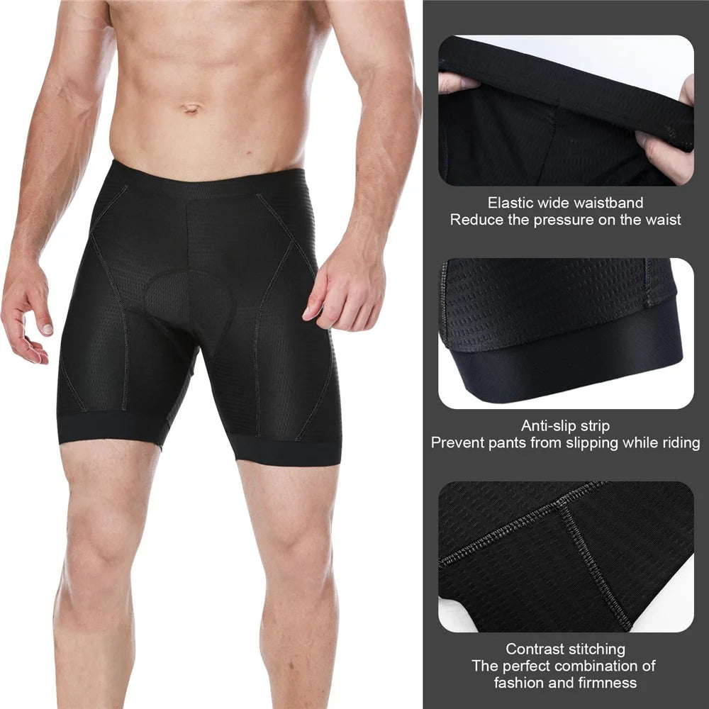 Men Cycling Shorts Padded Underwear Breathable Silicone Cushion Bike Riding Short Pants - Sapphire / M - 2