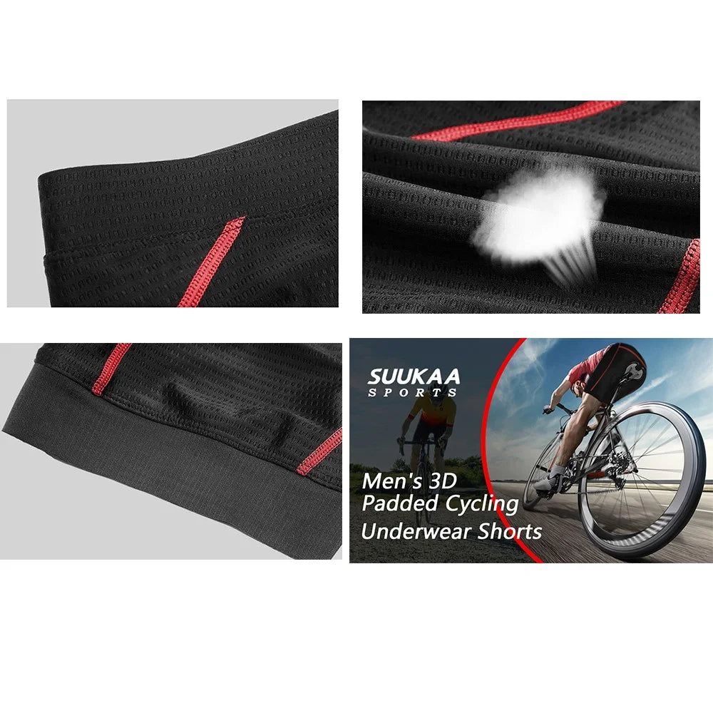 Men Cycling Shorts Padded Underwear Breathable Silicone Cushion Bike Riding Short Pants - Sapphire / M - 6