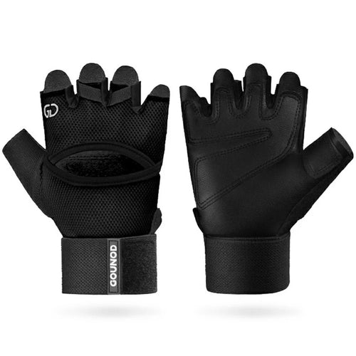 GOUNOD GL085 Anti Slip Sports Half Finger Gloves Shock Absorbing Padding Outdoor Cycling Mittens - Black S - 1