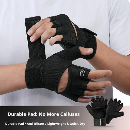 GOUNOD GL085 Anti Slip Sports Half Finger Gloves Shock Absorbing Padding Outdoor Cycling Mittens - Black S - 2