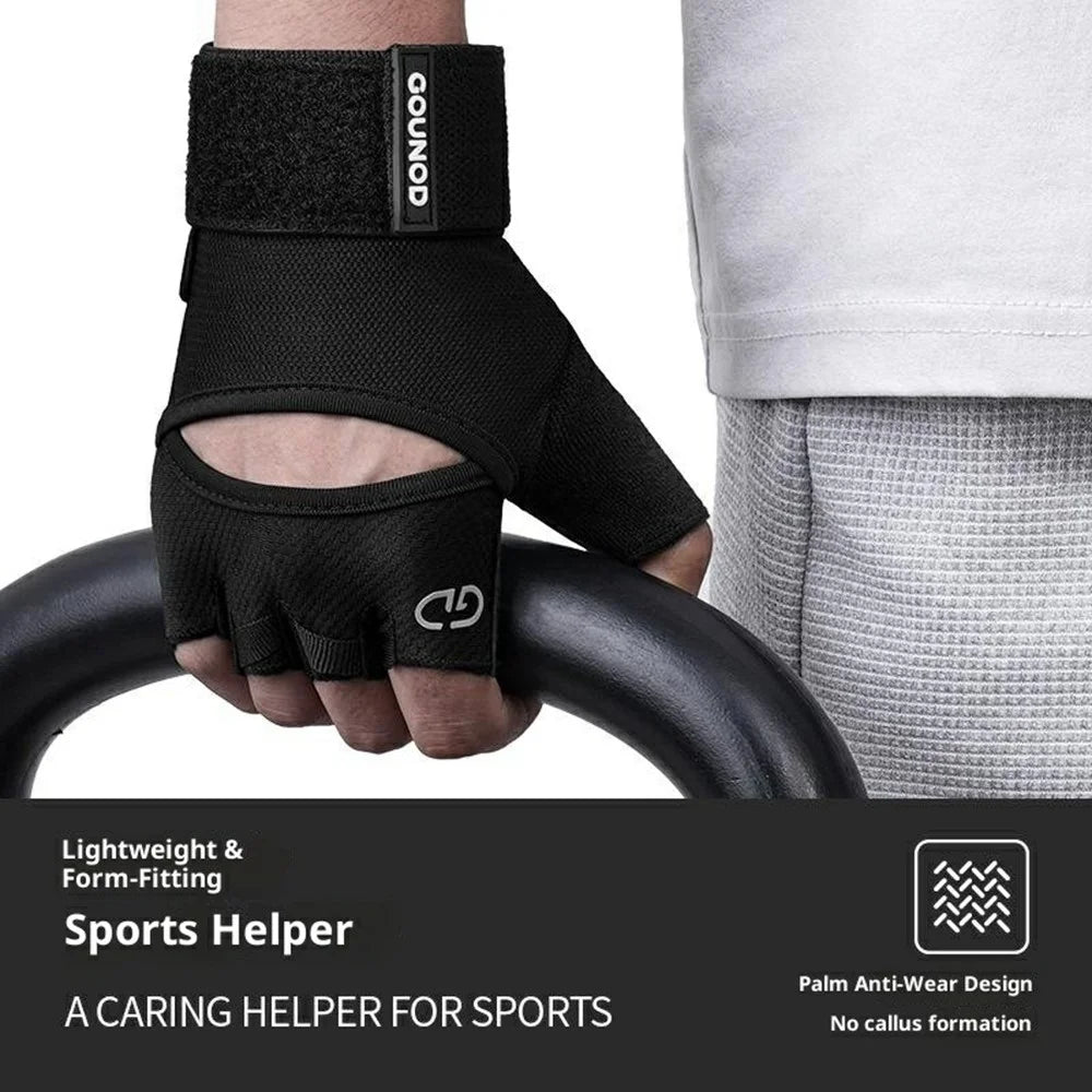 GOUNOD GL085 Anti Slip Sports Half Finger Gloves Shock Absorbing Padding Outdoor Cycling Mittens - Black S - 3