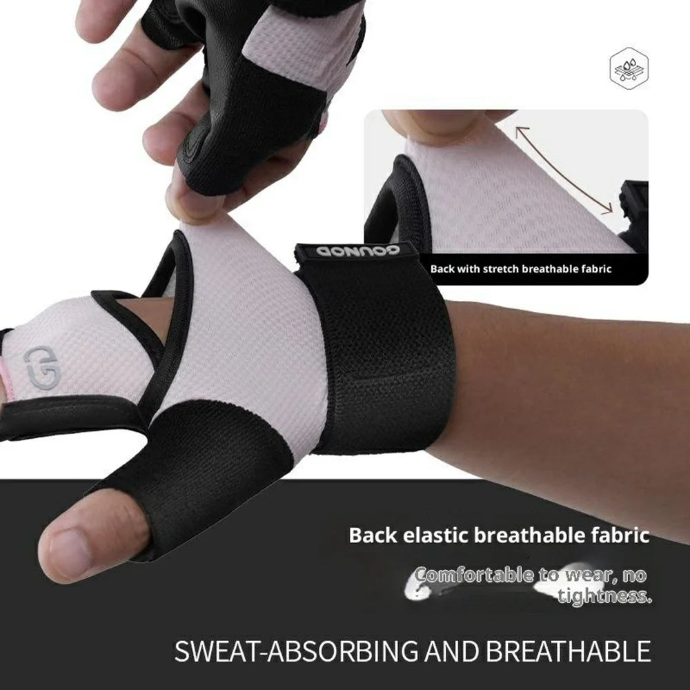 GOUNOD GL085 Anti Slip Sports Half Finger Gloves Shock Absorbing Padding Outdoor Cycling Mittens - Black S - 5