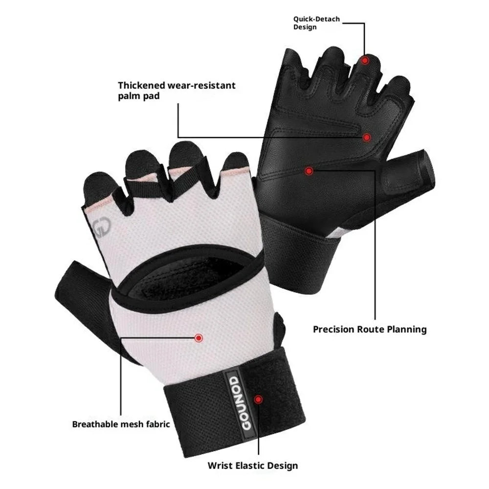 GOUNOD GL085 Anti Slip Sports Half Finger Gloves Shock Absorbing Padding Outdoor Cycling Mittens - Black S - 6