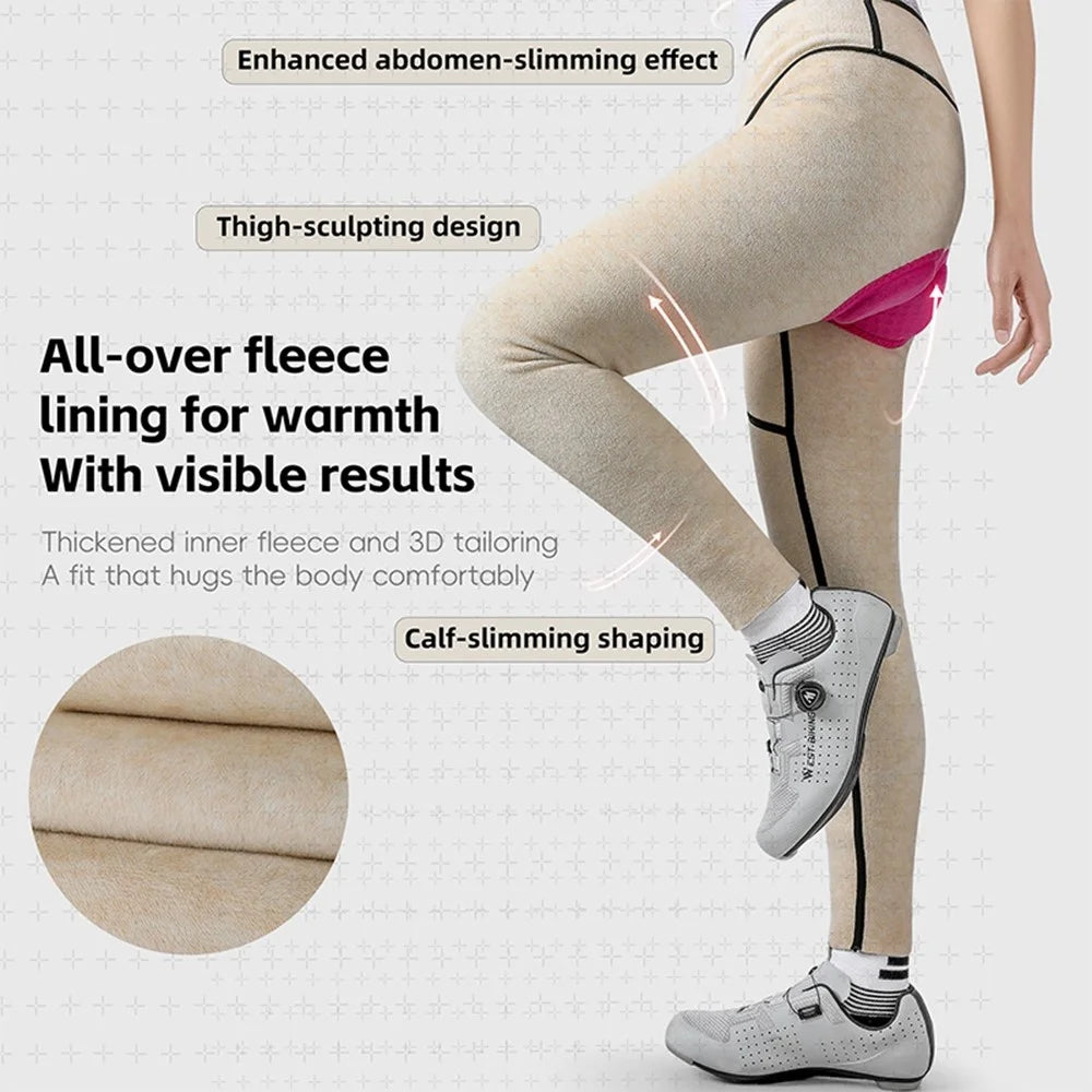 WEST BIKING YP0210022 Thickened Cycling Bib Pants Quick Release Padded 3D Ergonomic Long Pants for Women Autumn Winter - Black  /  M - 5
