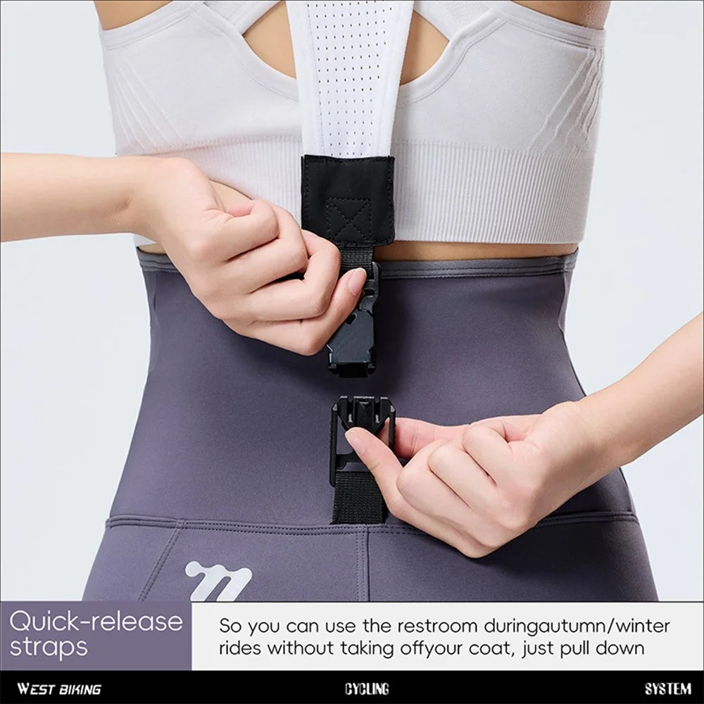 WEST BIKING YP0210022 Thickened Cycling Bib Pants Quick Release Padded 3D Ergonomic Long Pants for Women Autumn Winter - Black  /  M - 7