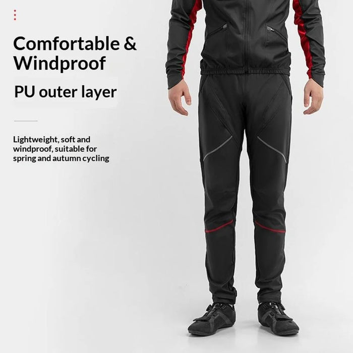 ROCKBROS 20420033 Windproof PU Autumn Winter Cycling Pants 3D Ergonomic Fleece Thermal Bicycle Pants for Outdoor Cycling - Black  /  S - 4