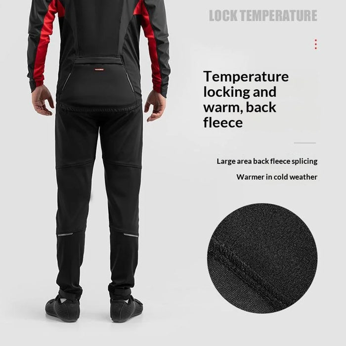 ROCKBROS 20420033 Windproof PU Autumn Winter Cycling Pants 3D Ergonomic Fleece Thermal Bicycle Pants for Outdoor Cycling - Black  /  S - 5