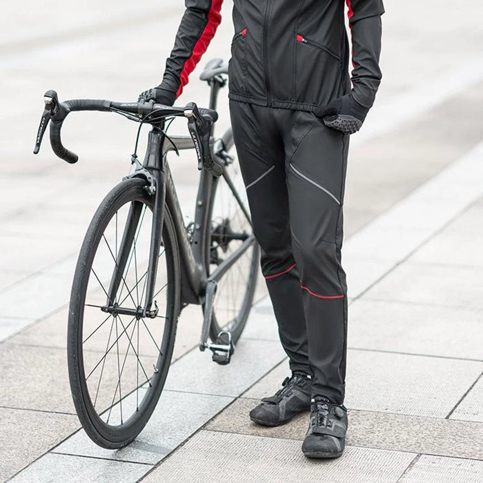 ROCKBROS 20420033 Windproof PU Autumn Winter Cycling Pants 3D Ergonomic Fleece Thermal Bicycle Pants for Outdoor Cycling - Black  /  S - 6