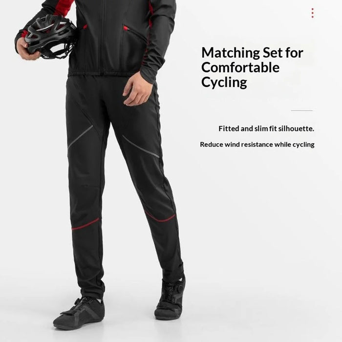 ROCKBROS 20420033 Windproof PU Autumn Winter Cycling Pants 3D Ergonomic Fleece Thermal Bicycle Pants for Outdoor Cycling - Black  /  S - 7