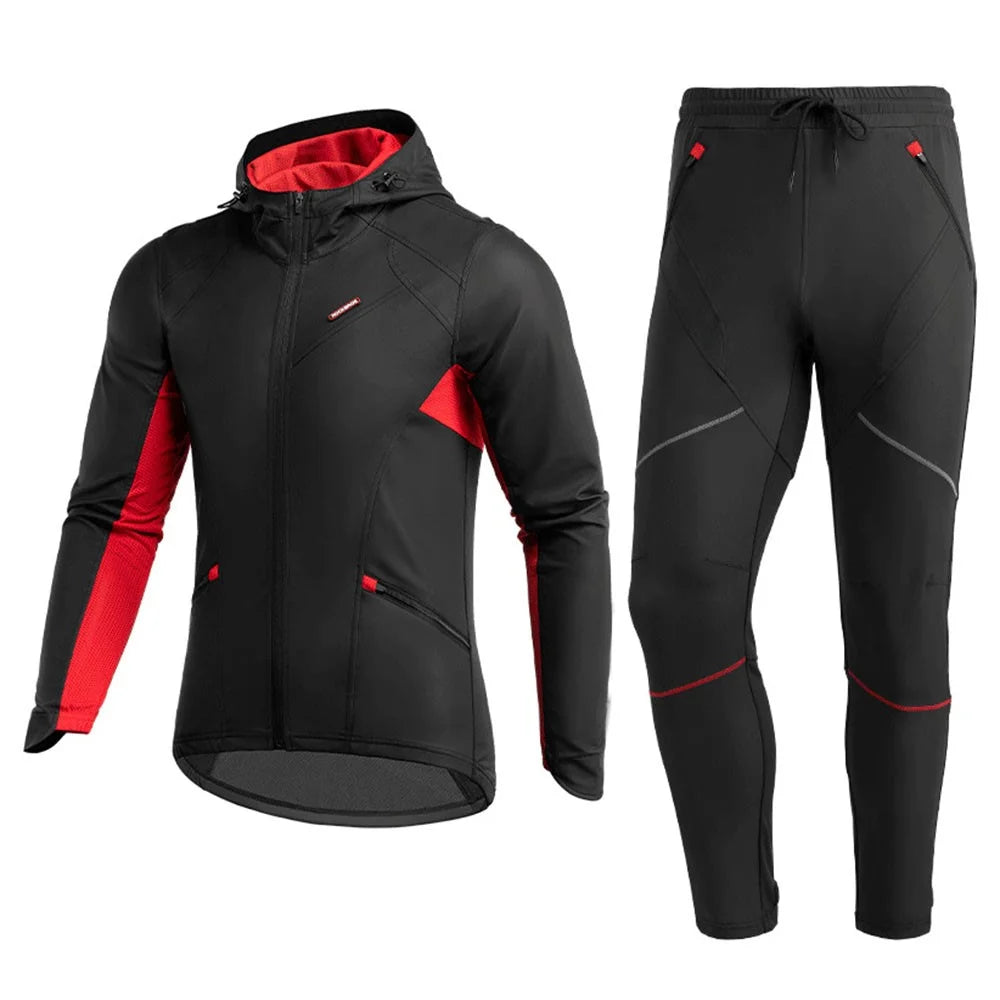 ROCKBROS ZH038033 Outdoor Cycling Clothing Set Long Sleeved Bicycle Jersey and Pants Kits with Reflective Strips for Autumn Winter - S - 1