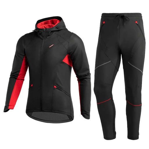 ROCKBROS ZH038033 Outdoor Cycling Clothing Set Long Sleeved Bicycle Jersey and Pants Kits with Reflective Strips for Autumn Winter - S - 1