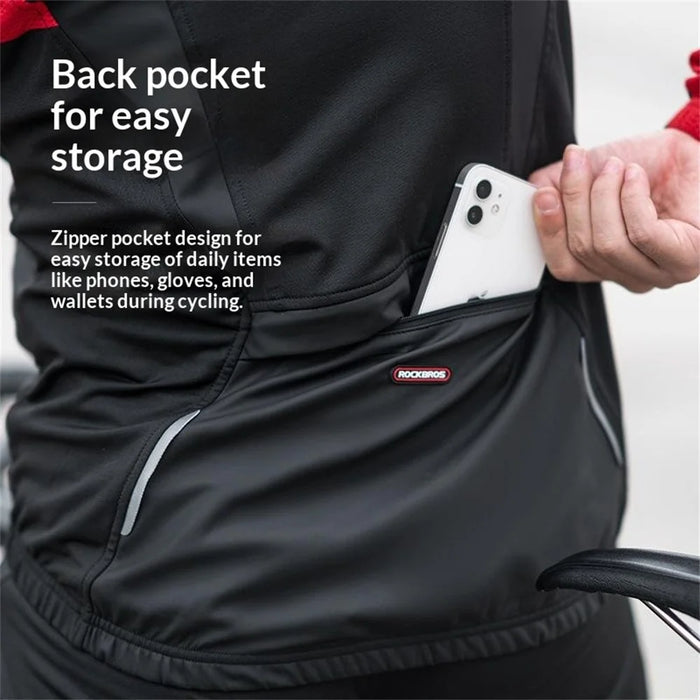 ROCKBROS ZH038033 Outdoor Cycling Clothing Set Long Sleeved Bicycle Jersey and Pants Kits with Reflective Strips for Autumn Winter - S - 6
