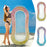 PVC Inflatable Pool Float Lounger with Mesh Glitter Sequins Design Portable Foldable Beach Chair - Orange+Pink - 4