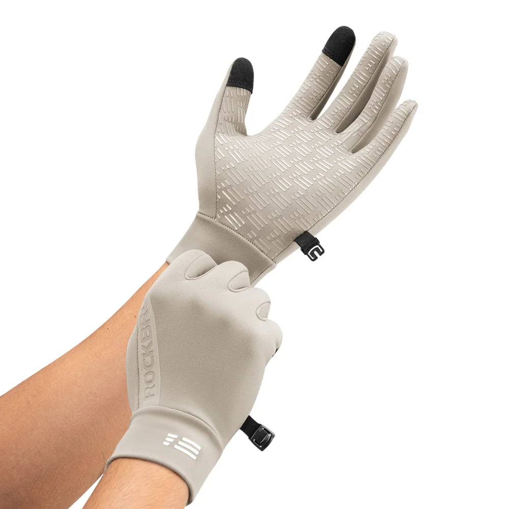 ROCKBROS S414 Winter Cycling Touchscreen Gloves Windproof Thermal Graphene Full Finger Mittens - Beige/XS - 1