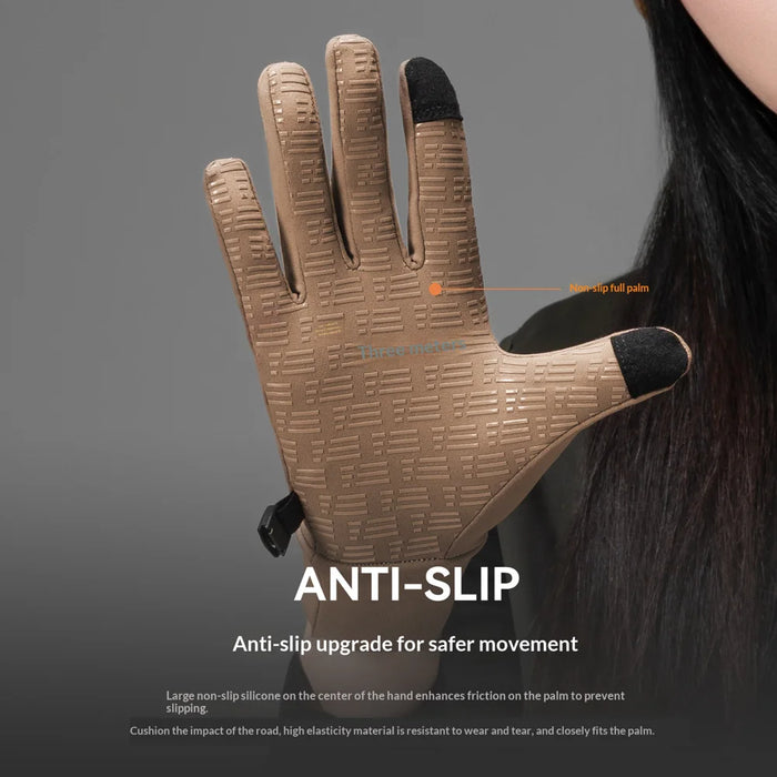 ROCKBROS S414 Winter Cycling Touchscreen Gloves Windproof Thermal Graphene Full Finger Mittens - Beige/XS - 3