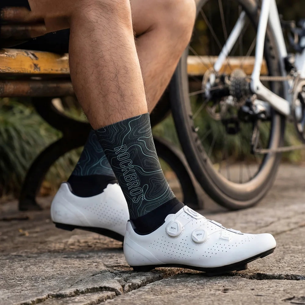 ROCKBROS YDWZ002 Cycling Compression Socks Anti-Bacterial Breathable Mid Calf Socks for Road Mountain Bike - Rainforest Black/S - 5