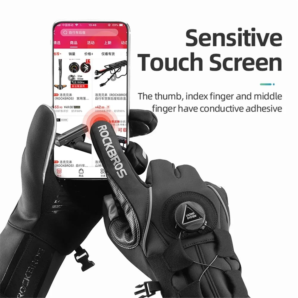 ROCKBROS S212BK One Pair Cycling Touch Screen Gloves Reflective MTB Bike Gloves Outdoor Motorcycle Bicycle Gloves - Size: S - 3