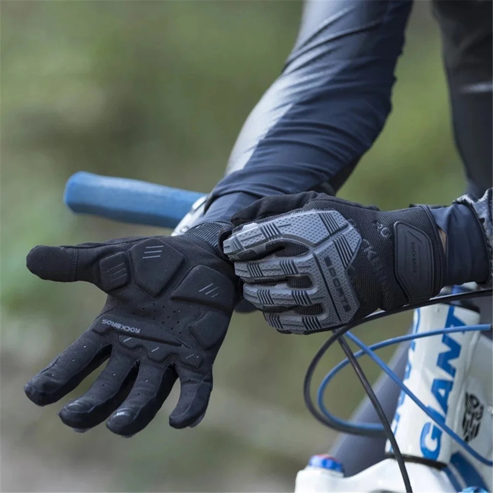 ROCKBROS S210BK One Pair Full Finger SBR 6mm Thickened Pad Shockproof Outdoor Bicycle Gloves - Size: S - 2