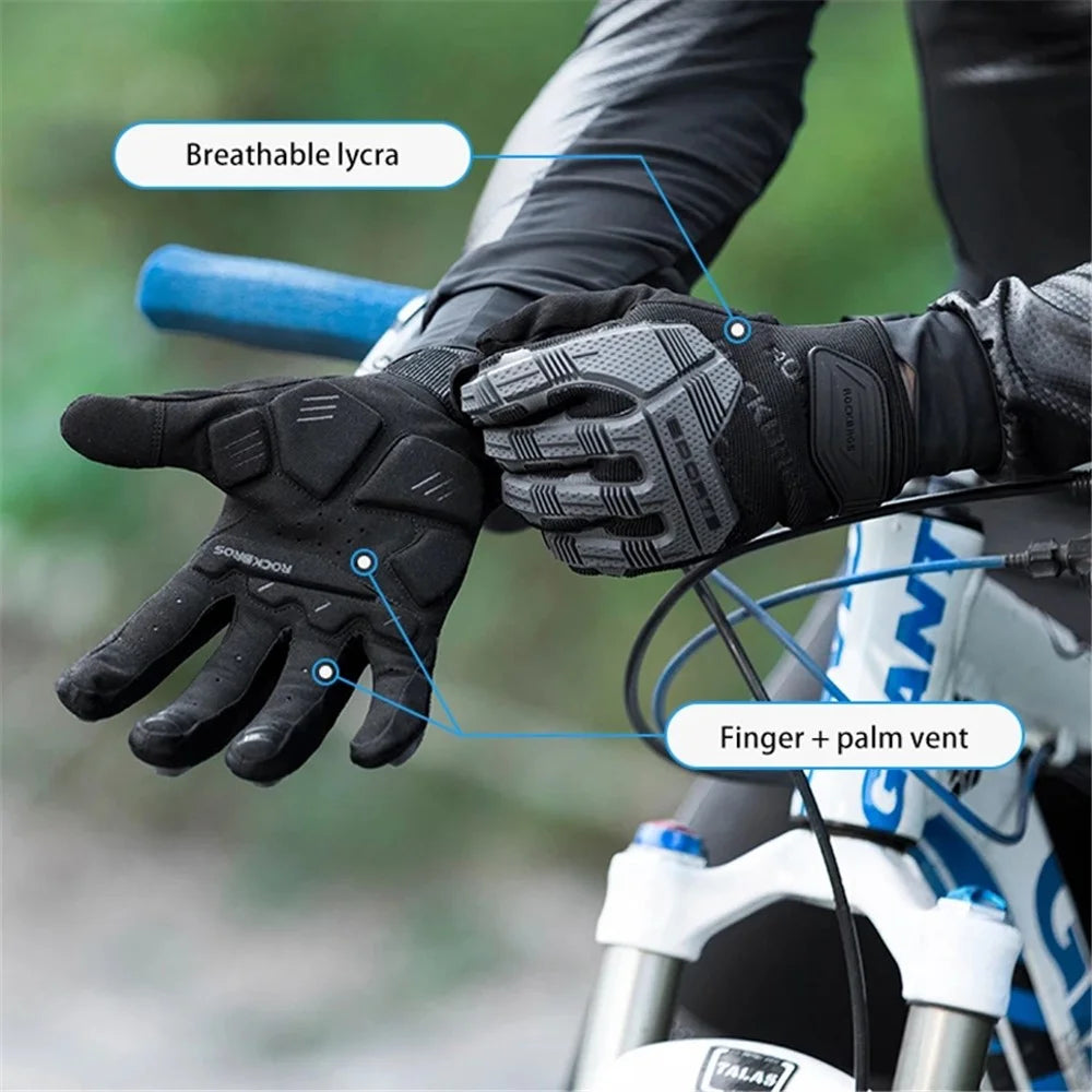 ROCKBROS S210BK One Pair Full Finger SBR 6mm Thickened Pad Shockproof Outdoor Bicycle Gloves - Size: S - 6