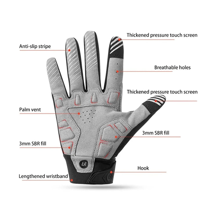 ROCKBROS S209 One Pair Windproof Touch Screen Gloves Shock-absorbing Full Finger Biking Gloves - Size: S - 3