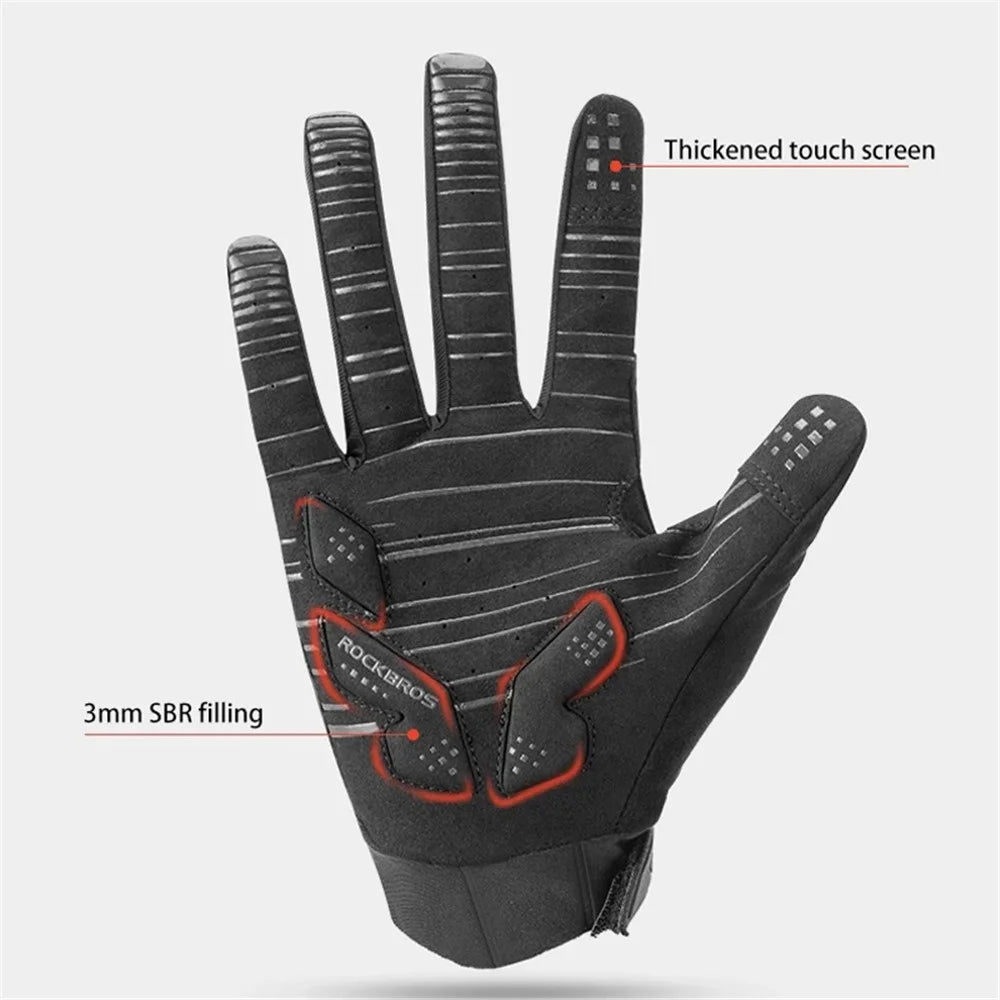 ROCKBROS S208BK One Pair Water Resistant Touch Screen Gloves Shock-absorbing Full Finger Biking Gloves - Size: S - 3