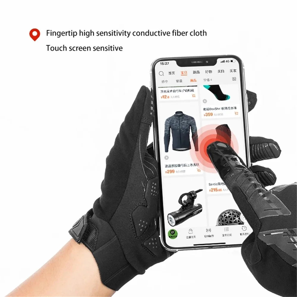 ROCKBROS S208BK One Pair Water Resistant Touch Screen Gloves Shock-absorbing Full Finger Biking Gloves - Size: S - 6