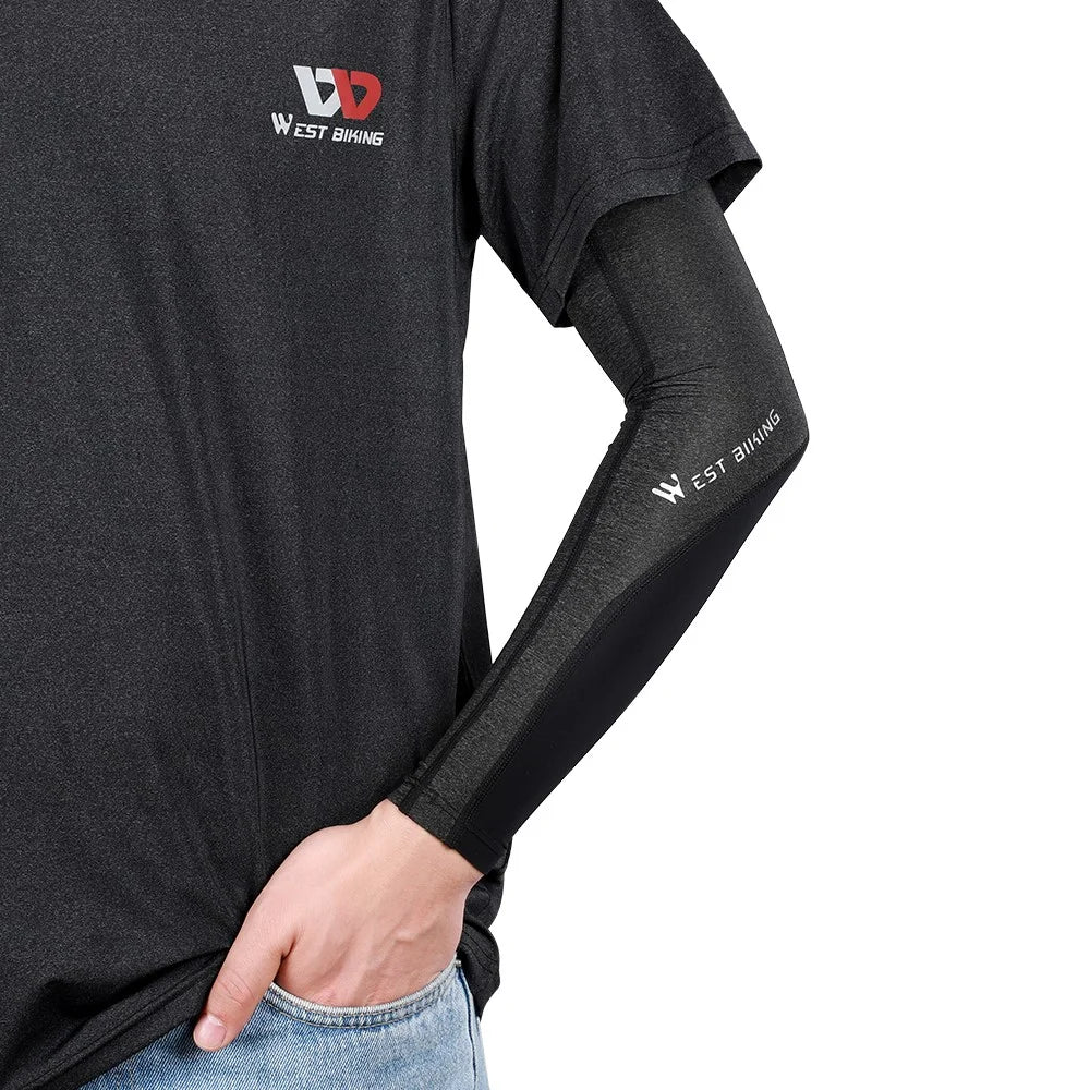 WEST BIKING Summer Sunscreen Sleeves Unisex Anti-UV Ice Silk Arm Sleeves - M - 2