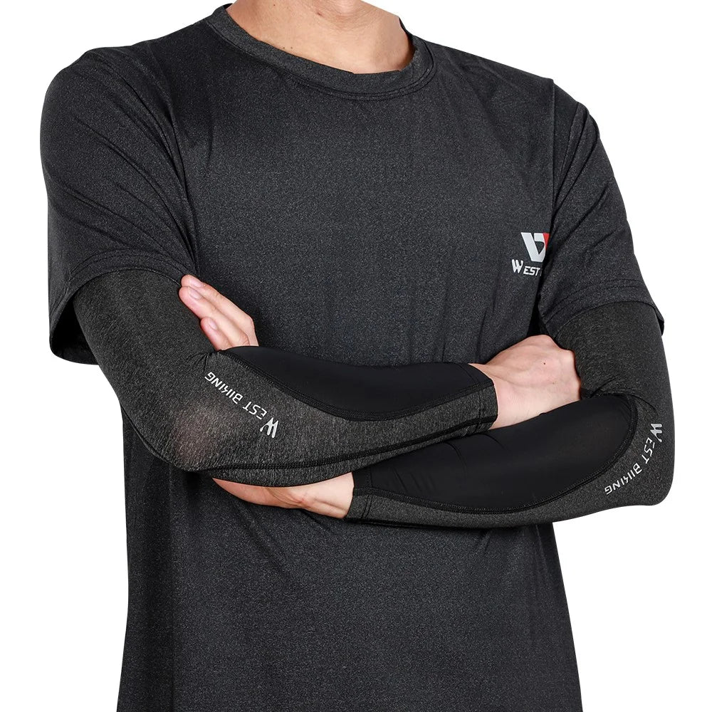WEST BIKING Summer Sunscreen Sleeves Unisex Anti-UV Ice Silk Arm Sleeves - M - 3