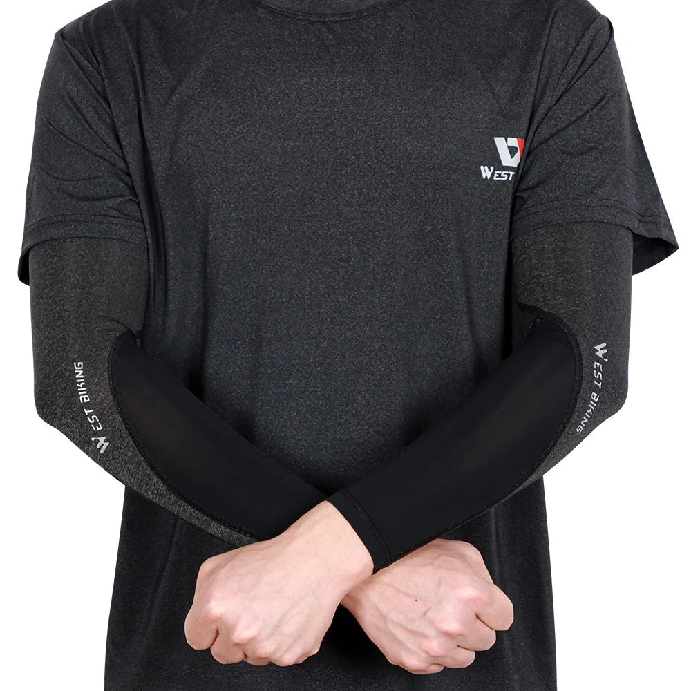 WEST BIKING Summer Sunscreen Sleeves Unisex Anti-UV Ice Silk Arm Sleeves - M - 7