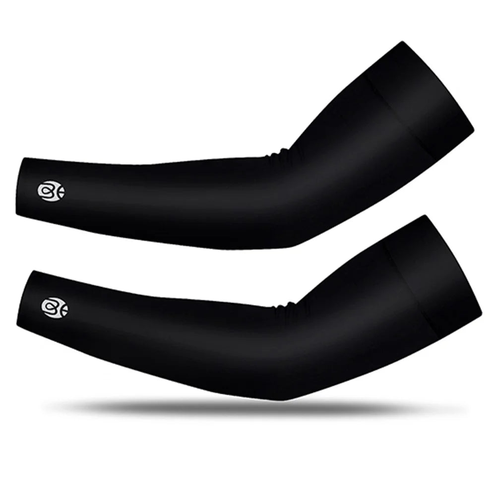 WEST BIKING Ice Silk Sports Arm Sleeves Cycling Arm Cover UV Protection Summer Outdoor Running Basketball Arm Sleeves - XL/Black - 1
