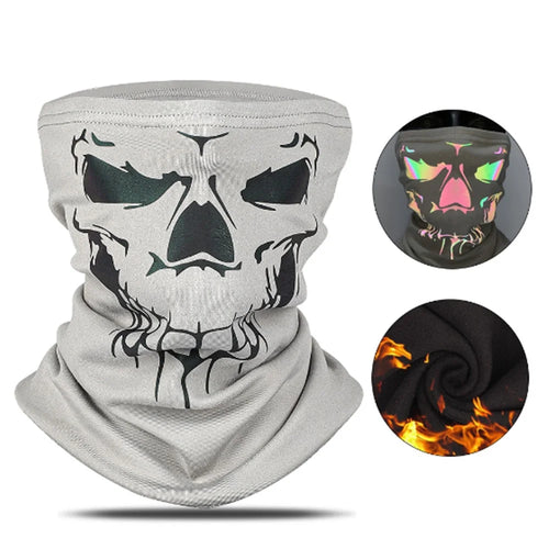 WEST BIKING Motorcycle Cycling Bike Reflective Skull Face Mask Neck Warmer Windproof Balaclava - Grey - 1