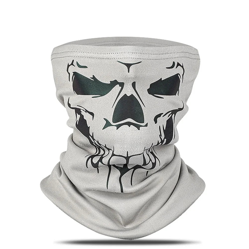 WEST BIKING Motorcycle Cycling Bike Reflective Skull Face Mask Neck Warmer Windproof Balaclava - Grey - 2