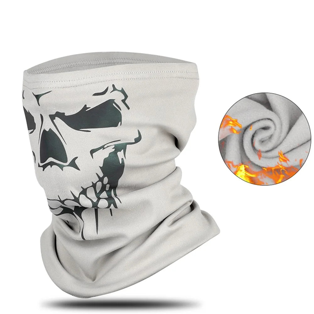 WEST BIKING Motorcycle Cycling Bike Reflective Skull Face Mask Neck Warmer Windproof Balaclava - Grey - 3