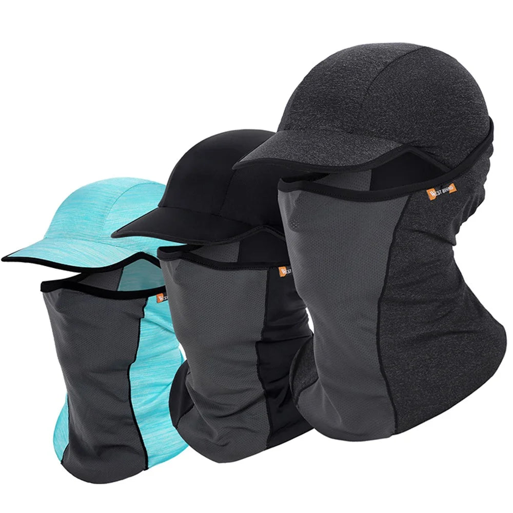 WEST BIKING 3-in-1 Summer UV Protection Cap Face Mask Breathable Cooling Neck Gaiter - Black/Grey - 3