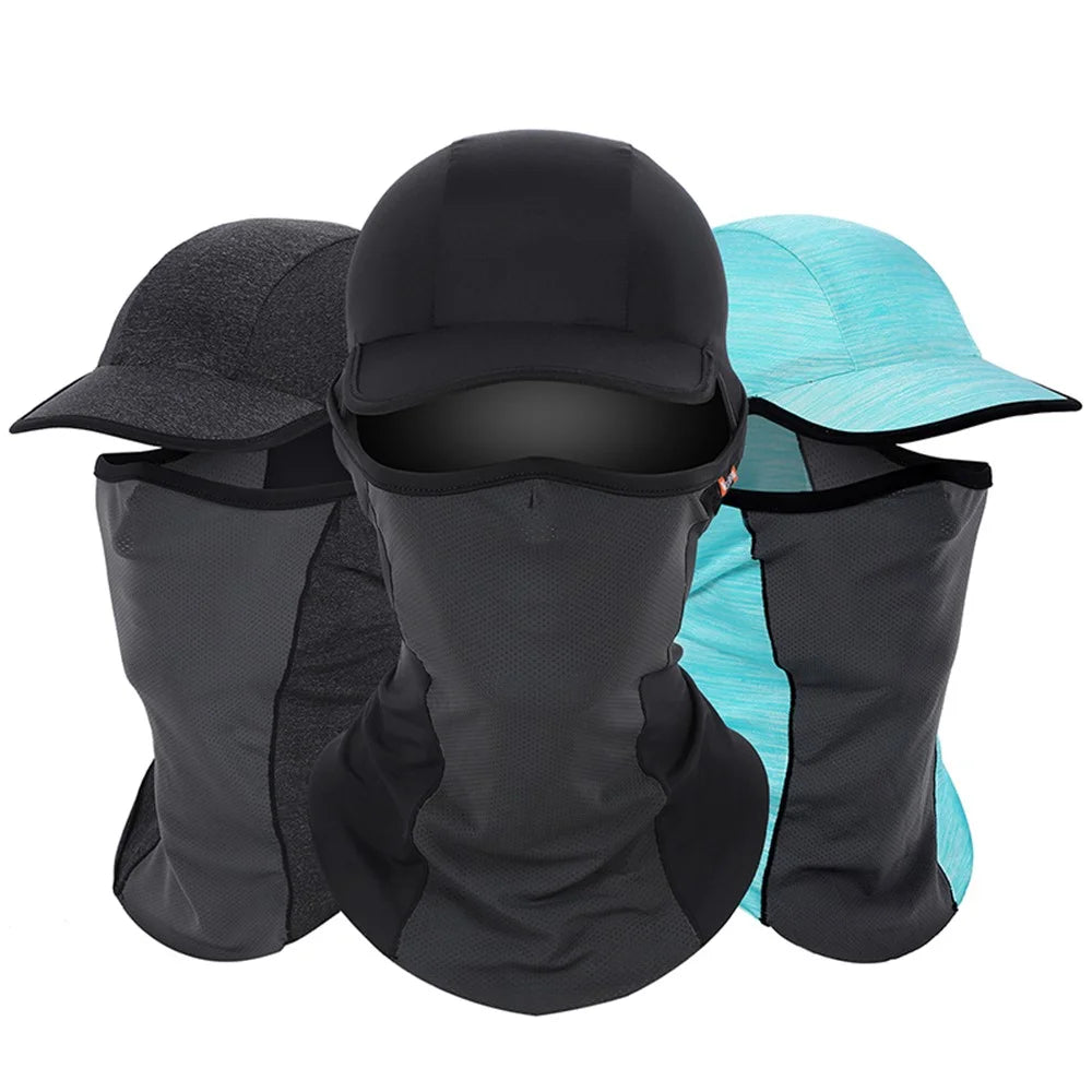 WEST BIKING 3-in-1 Summer UV Protection Cap Face Mask Breathable Cooling Neck Gaiter - Black/Grey - 4
