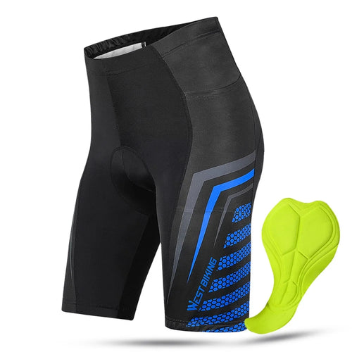 WEST BIKING Men's Cycling Shorts Thickened Shockproof 3D Pad MTB Road Bike Team Tights Summer Breathable Underwear Shorts - Black/Blue M - 1